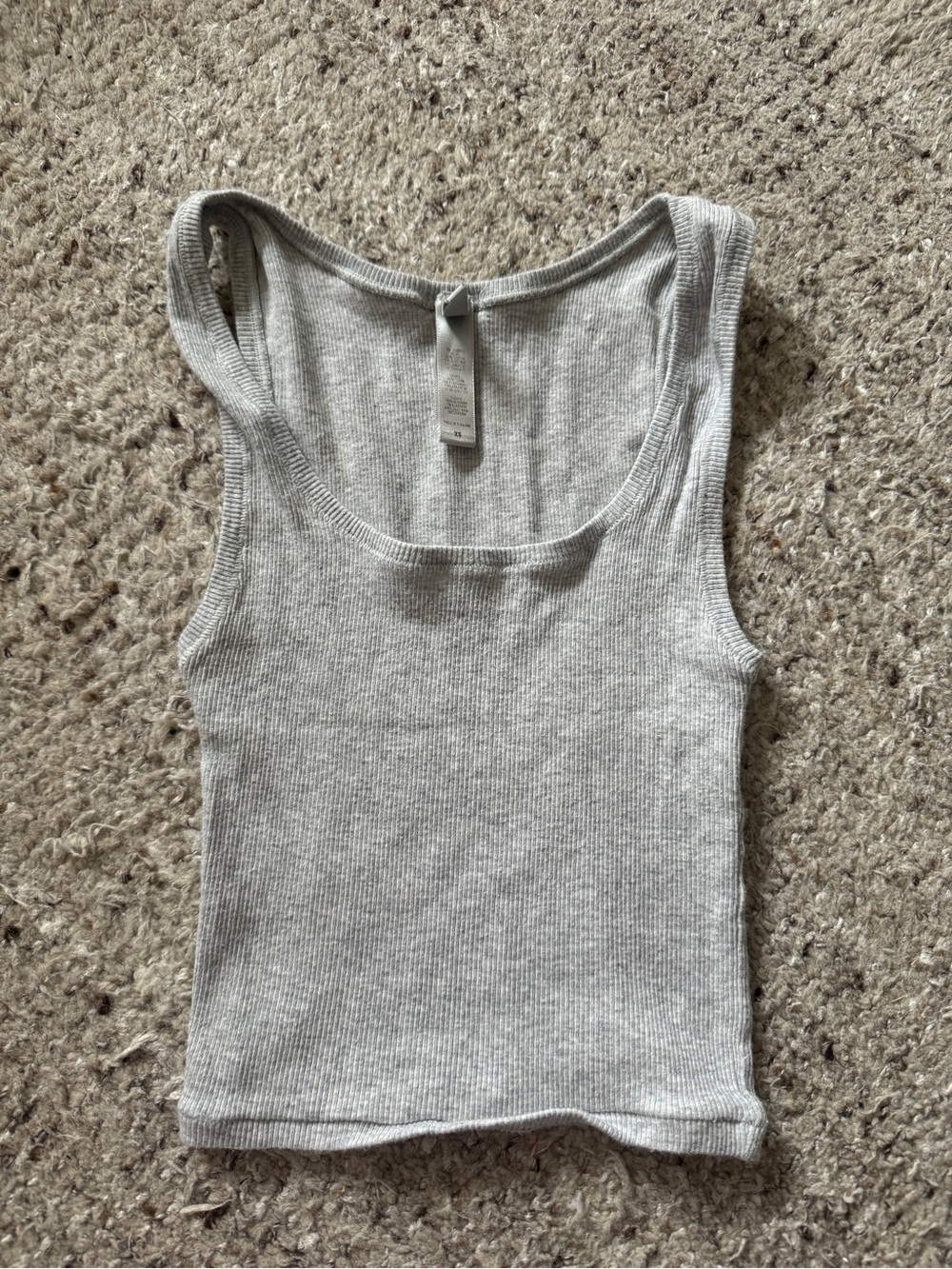 Skims cotton ribbed tank top grey